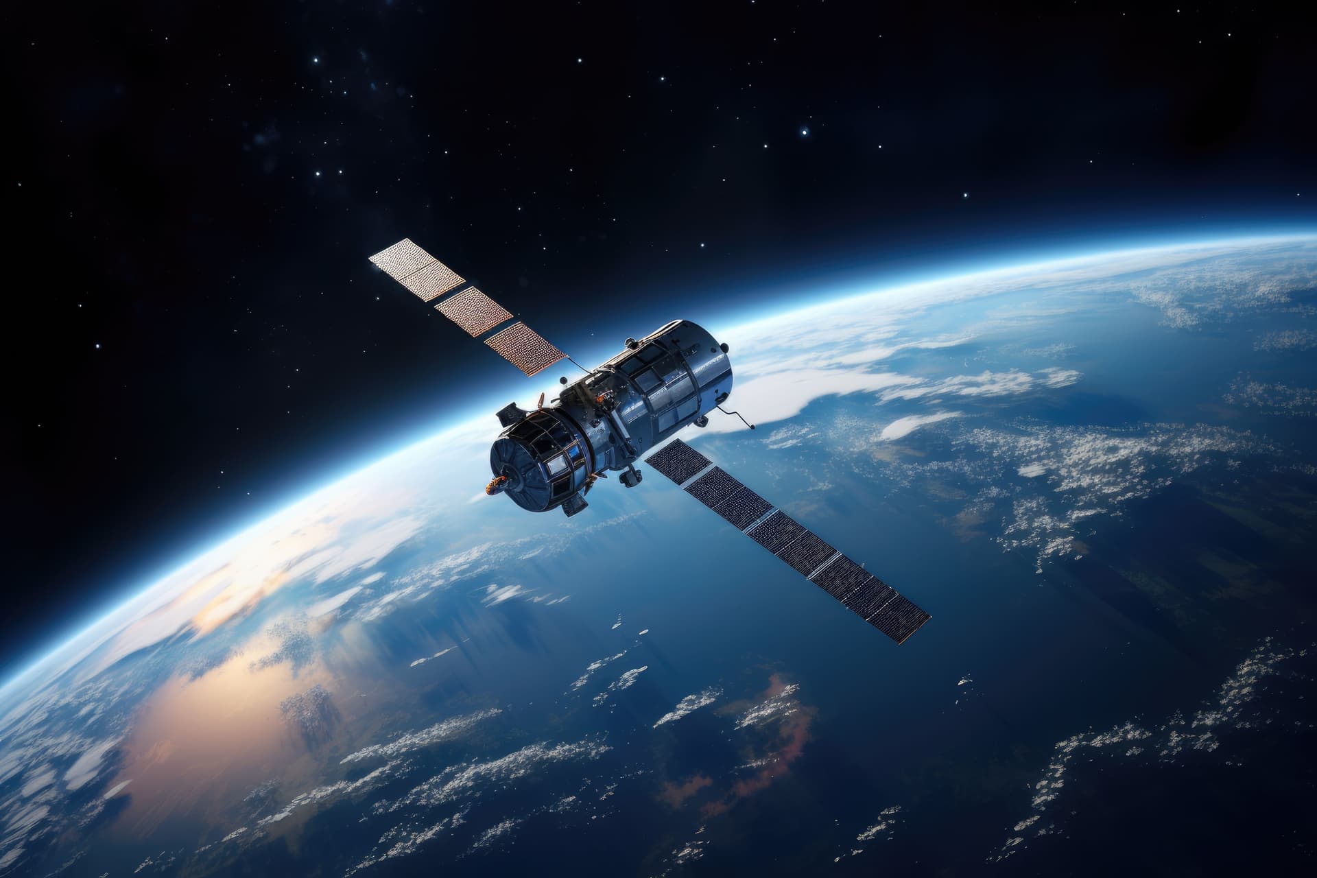 Satellite orbiting Earth illustration